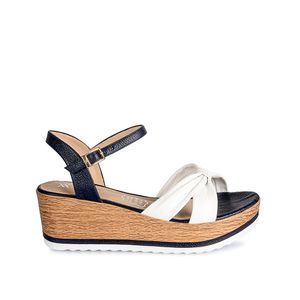 Sandalia D'orsay Casual ALE-2211 Blan/Azul Viale Cuero