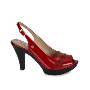 Sandalia Peep Toe Casual ALE-2404 Rojo Viale Cuero