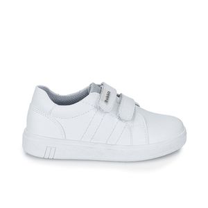 Zapatilla Escolar Unisex Casual ANGEL-078 I Blanco Rabbit Cuero