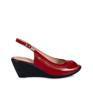 Sandalia Peep Toe Casual LINDA-2406 Rojo Viale Cuero