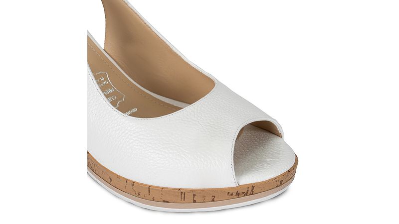 Sandalia Peep Toe Casual Mujer Cuero Viale Blan Avena VIALE