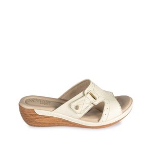 Sandalia Slide Casual WIL-2402 Hueso Viale Cuero