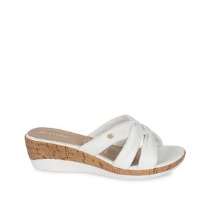 Sandalia Slide Casual ALE-2416 Blanco Viale Cuero