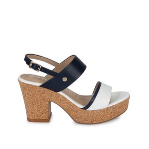 Sandalia Strap Casual ALE-2406 Blanco/Azul Viale Cuero