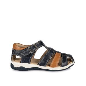 Sandalia Franciscana Casual ANGEL-074 K Azul/Natural Rabbit Cuero