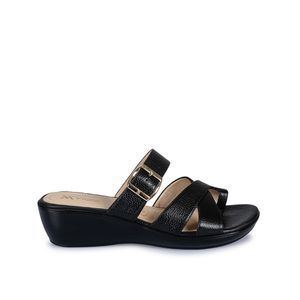 Sandalia Slide Casual DAYA-2408 Negro Viale Cuero