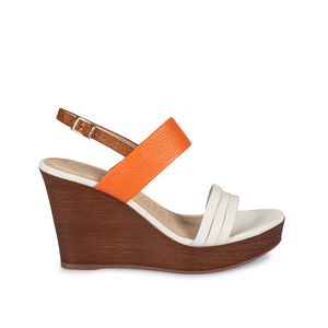 Sandalia Strap Casual SOFI-2408 Naranja/Hueso Viale Cuero