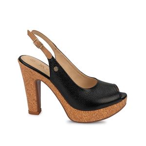 Sandalia Peep Toe Casual TATI-2503 Negro/Trigo Viale Cuero