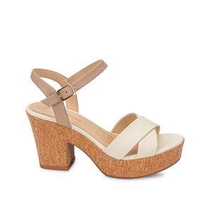 Sandalia D'orsay Casual ALE-2505 Hueso/Avena Viale Cuero