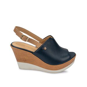 Sandalia Sueco Casual SOFI-2509 Azul/Trigo Viale Cuero