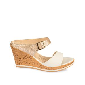 Sandalia Strap Casual DAYA-2502 Hueso/Dorado Viale Cuero