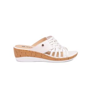 Sandalia Slide Casual ALE-2301 Blanco Viale Cuero