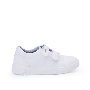 Zapatilla Escolar Unisex Casual ANGEL-078 I Blanco Rabbit Cuero