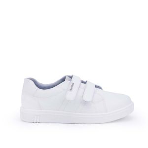 Zapatilla Escolar Unisex Casual ANGEL-078 K Blanco Rabbit Cuero