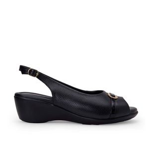 Sandalia Peep Toe Casual WIL-2503 Negro Viale Cuero