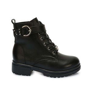Botín Derby Casual YADIRA-2533 Negro Rabbit Cuero