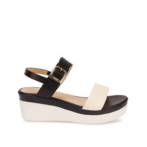 Sandalia Strap Casual ALE-2513 Hueso/Negro Viale Cuero