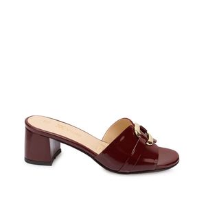 Sandalia Slide Casual TATI-2603 Rojo Oscuro Viale Cuero
