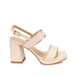 Sandalia D'orsay Casual TATI-2613 Hueso/Dorado Viale Cuero