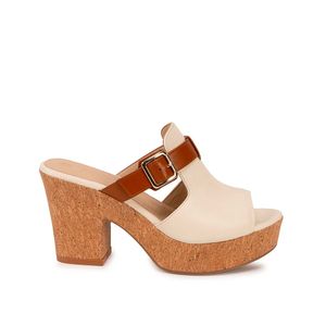 Sandalia Slide Casual ALE-2606 Hueso/Natural Viale Cuero