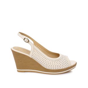Sandalia Peep Toe Casual LINDA-2602 Hueso Viale Cuero