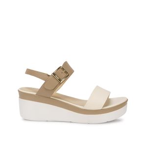 Sandalia Strap Casual ALE-2513 Hueso/Vison Viale Cuero