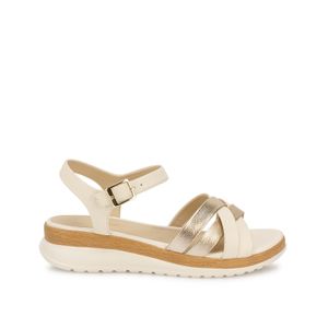 Sandalia D'orsay Casual ALE-2603 Hueso/Dorado Viale Cuero