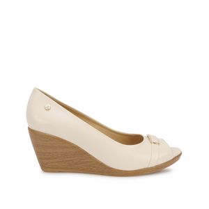 Zapato Peep Toe Casual LINDA-2606 Hueso Viale Cuero