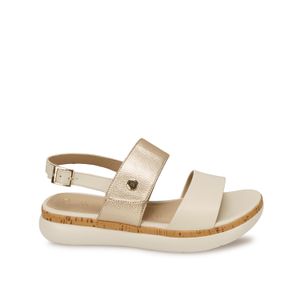 Sandalia D'orsay Casual ALE-2619 Hueso/Dorado Viale Cuero