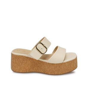 Sandalia Slide Casual ALE-2631 Hueso Viale Cuero