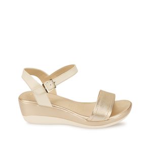 Sandalia D'orsay Casual ALE-2636 Dorado/Hueso Viale Cuero