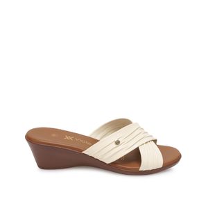Sandalia Slide Casual LINDA-2603 Hueso Viale Cuero